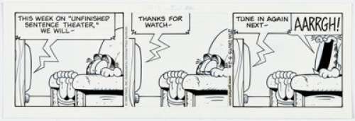 Jim Davis Garfield Daily Comic Strip Original Art dated 5-26-99 (Universal Press, 1999). For those with OCD, you - | Heritage