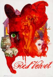 Sanjulian (Manuel Perez Clemente) Red Velvet Painting Original Art (undated). An eye-catching collage of images - | Heritage