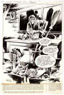 E. R. Cruz Weird Mystery Tales #21 Preface Splash Page 1 Original Art (DC, 1975).  Grab a chair and hold onto it - | Heritage