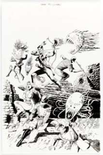 Paul Gulacy Turok, Dinosaur Hunter #40 Unpublished Cover Original Art (Valiant, 1996) Turok, Andy, and Regan fight - | Heritage