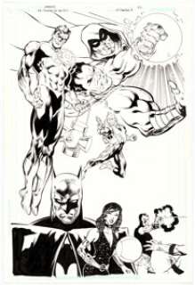 Dan Jurgens and Andy Lanning - 52 #10 "History of the DCU: Part 9" Splash Page Original Art (DC, 2006).