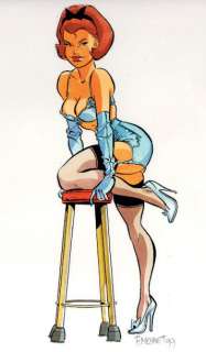 Meynet | Pin up sur un tabouret Dessin original couleur Ã  l’encre de chine | Kahn et Associés