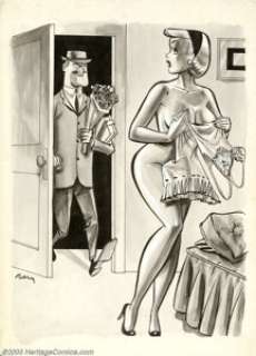 Dave Berg - Original Art Girlie Gag for Humorama (undated, 1960s). A zaftig beauty by the inimitable Dave Berg, - | Heritage