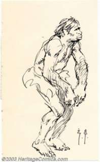 Frank Frazetta - Original Sketch, Caveman (undated). Small but very expressive sketch of a caveman by the great - | Heritage