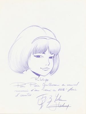 Leloup | Lot 057 - Yoko Tsuno, illustration au crayon mauve… | AZ auction
