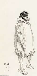 Frank Frazetta - Original Sketch, "Nomad" (undated). Extremely expressive ink sketch of a cloaked nomad - | Heritage