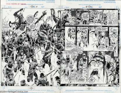 Alex Nino - Savage Sword of Conan #228, pages 8 and 9 Original Art (Marvel, 1994). Lord Zhenkri finds a loophole - | Heritage