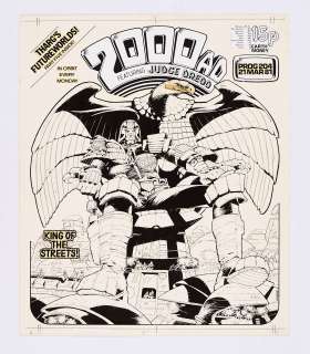 2000 AD Prog 204 (1981) Judge Dredd ’King of the Streets’ cover original artwork drawn and signed by | Comic Book Auctions ltd