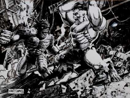 Jeff Slemons - hulk vs. Abomination large super detailed illustration