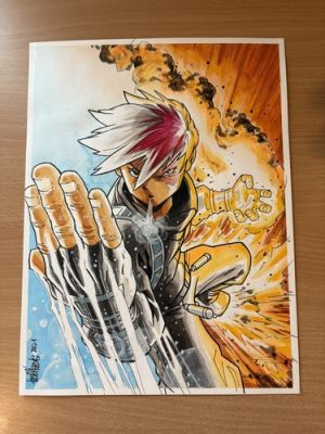 My hero academia ORIGINAL ART BY TODD BEATS todoroki full color sketch 9x12’’ | eBay US (Buy It Now)