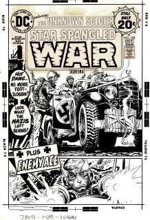 Joe Kubert - Star Spangled War Stories #182 Cover (Unknown Soldier & Rare Enemy Ace Cover Together!) 1974