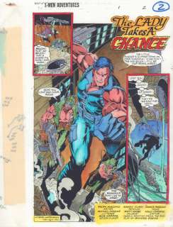 James Pascoe, Manny Clark, Matt Webb - X-Men Adventures [Iii] #1 P.2 Color Guide Art - ‘The Lady Takes a Chance‘ Title Splash - 1995