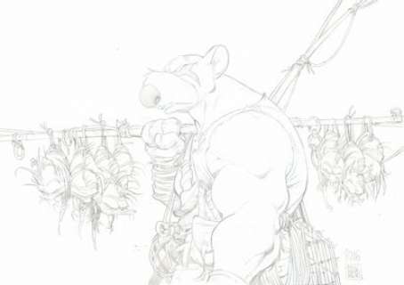 Oscar Martin - lot 334 - Solo, dessin original Ã  la mine de plomb. Dimensions : 42…