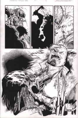 Jay Leisten | Predator Vs Spider-Man #4 P.16 - Predator Holding Kraven By the Neck - 2025 | Anthony’s Comic Book Art