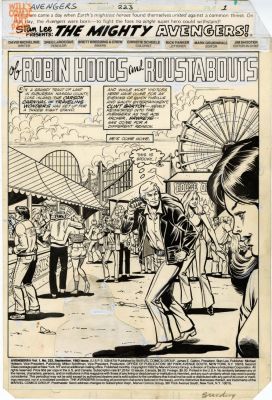 Greg Larocque Brett Breeding | Avengers 223 Splash (Marvel, 1982) ’Of Robin Hoods And Roustabouts’ | Will’s Comic Art Page