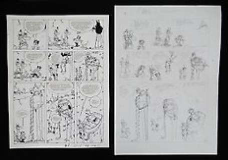 De Smet, Peter - Original page (p.14) + text + sketch page - Otto, Olivier en Oscar - Het verdwenen water - (1981) | Catawiki