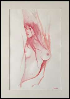 Jung - Aquarelle sensuelle - Jolie femme dénudée - (2011) | Catawiki