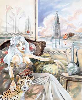 Grenson | Colombe au léopard, illustration couleurs Ã  l’aq… | Banque Dessinée