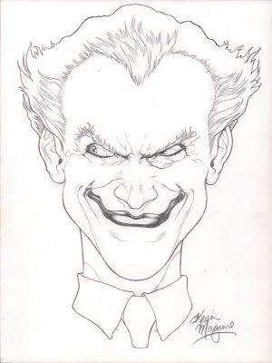 Kevin Maguire | Grinning Joker Head Tight Pencil Drawing - Signed | Anthony’s Comic Book Art