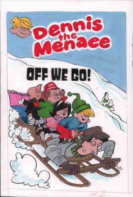 Frank Hill | Dennis the Menace ’Off We Go!’ Collection Cover Re-Creation - Signed | Anthony’s Comic Book Art