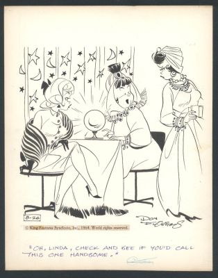 Don Flowers | Don Flowers Glamour Girls Art - Sexy Model Consults Fortuneteller Issue Glamour Girls Page 8-26-64 | Koch Comic Art