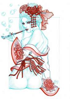 Jennifer Giner LÃ³pez - Original Drawing - Erotic Geisha | Catawiki