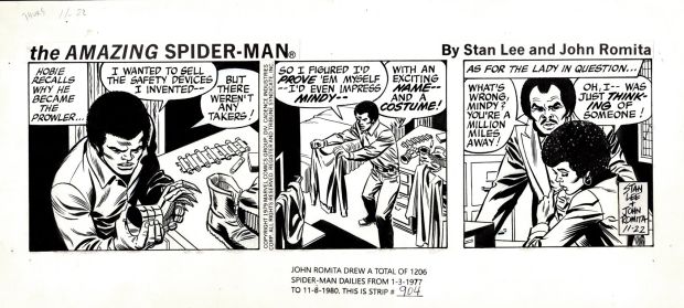 John Romita Sr. - Amazing Spider-Man Daily Strip (1St Run Strip! Romita Pencils & Inks! the Origin of the Prowler Right Here As We See His Costume For 1St Time!) 11-22-1979
