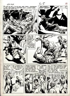 Reed Crandall | Extra! #2 P 5 (Geri Hamilton Watches a Fight & Who the Killer Is!) 1955 | Romitaman