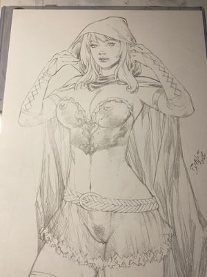 FULL NOTTI RED RIDING HOOD Original Art by Ed Benes 11 x 17 Commission Sketch | eBay US