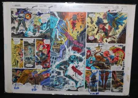 John Kalisz, Steve Epting, Tom Palmer | Avengers #375 Pgs. 18 & 19 Color Guide Art Dps - Team Action - 1994 | Anthony’s Comic Book Art