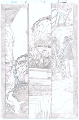 John Timms - Inhumans Attilan Rising #4 P 3 (Nice Action with Sexy Babe Panel Drawn on Back Also!) 2015