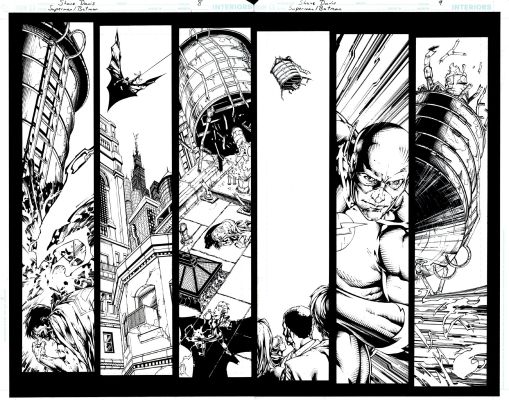 Matt Banning, Shane Davis | Superman / Batman #44 P 8-9 Double Page Spread (Superman, Batman, & Flash Battle Livewire!) 2007 | Romitaman