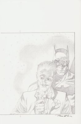 Unknown Artist? | Two Piece Batman & Joker Pencil + Ink Art Commission - Signed | Anthony’s Comic Book Art