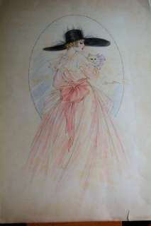 Anselmo Ballester - Original illustration "Donna con gatto" | Catawiki