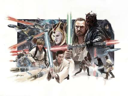 Star Wars: Episode I - The Phantom Menace - Daniel Azconegui - Original Watercolor Painting | Catawiki