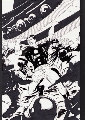 Lou Manna | Two Piece Young All Star Iron Munro Vs. Nazis Ink + Pencil Commission - Signed | Anthony’s Comic Book Art