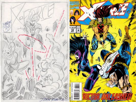 John Romita Sr. | X-Force #34 Cover Prelim (Rictor, Cable, & Domino!) 1994 | Romitaman