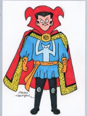 Fred Hembeck Sketch Card: Dr. Strange, Defenders (Marvel Comics)