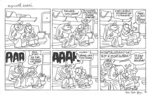 Ferri | "Nouvel essai" Demi planche, encre, feutre et collage, signée. Fluide | Aponem