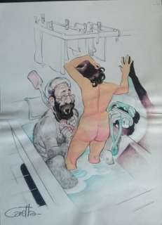 Caretta, Fernando - original illustration "Pin-Up in vasca da bagnoâ€ | Catawiki
