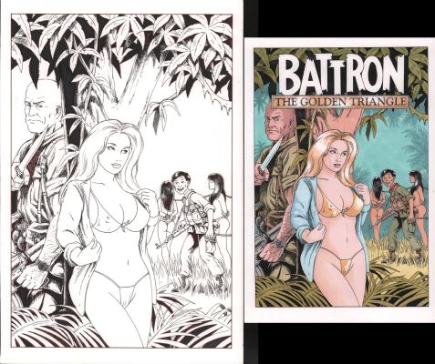 Wayne Vansant | Battron: the Golden Triangle B&W And Color Art 2Pc | Anthony’s Comic Book Art