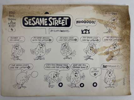 Sesame Street Hand Drawn Original Animation Storyboard Signed by Cliff Roberts | misc / divers