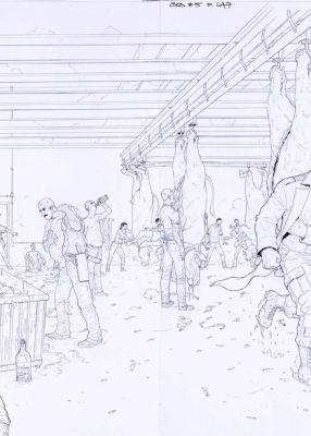 Jacen Burrows – 303 issue 5p6-7 – Double Spread – Garth Ennis | Berserker Art