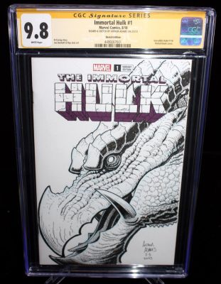 Art Adams | Immortal Hulk #1 Cgc 9.8 - Lockheed Oa Sketch Cover - Signed - 2025 | Anthony’s Comic Book Art