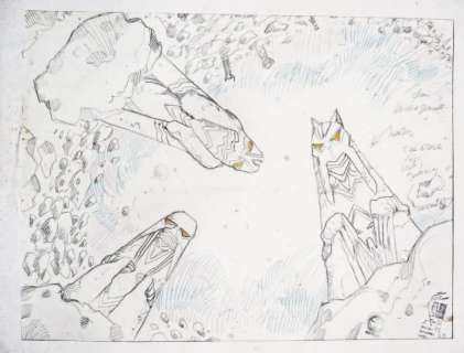 Druillet | Bleu l’enfant de la terre Grande étude préparatoire pour un projet | Rossini