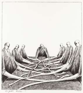 Zbigniew Woźniak (1952) | Zbigniew Woźniak | "Białe rękawiczki", ilustracja do czasopisma "Szpilki", 1986 | Desa Unicum