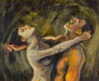 De Metter | COUPLE. Encres et acryliques pour cette illustration publiée | Coutau Bégarie