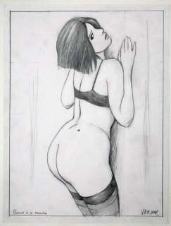 Varenne Alex Femme... | VARENNE Alex Femme à la mouche Mine de plomb signée... | Vermot et Associés