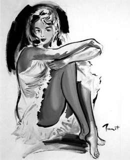 Pierre-Laurent BRENOT - Femme en déshabillé blanc. Gouache sur papier | Tessier Sarrou
