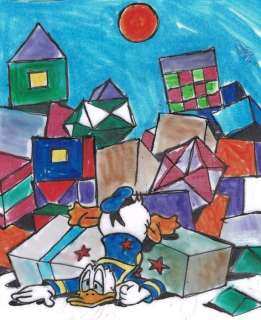 Donald Duck inspired by Paul Klee  - Original Drawing - Tony Fernandez - 11 x 9 cm | Catawiki